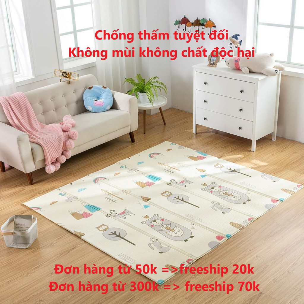 Thảm xốp gấp gọn xpe 2 mặt cho bé tập bò chống ngã chống thấm, Chiếu Ngủ Văn Phòng