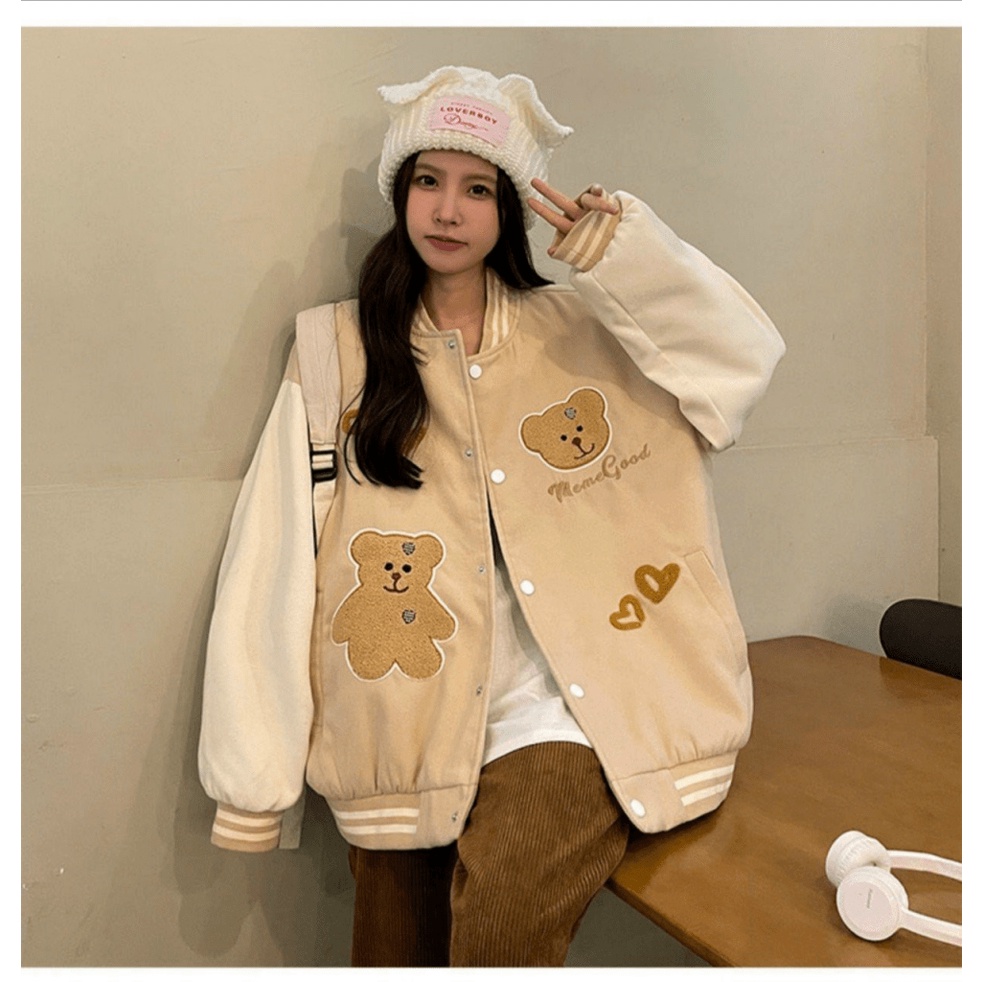 Áo Khoác Bomber Nữ Chất Nỉ Pe Sịn Mịn Hình In Gấu Đẹp 2 Màu Dễ Chọn Mặc Đẹp Thoáng Mát [NEW UNISEX]