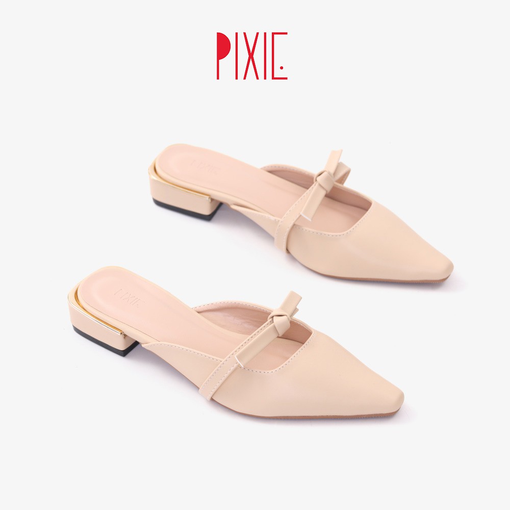 Giày Sục 3cm Mũi Nhọn Nơ Thắt Pixie X674