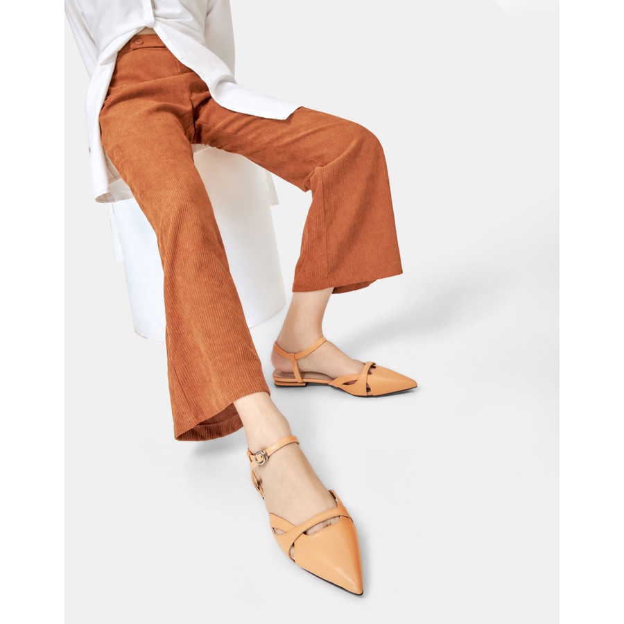 Giày Búp Bê 3cm Nữ Thời Trang JUNO Da Trơn Mũi Nhọn Mặt Giày Cách Điệu BB03084