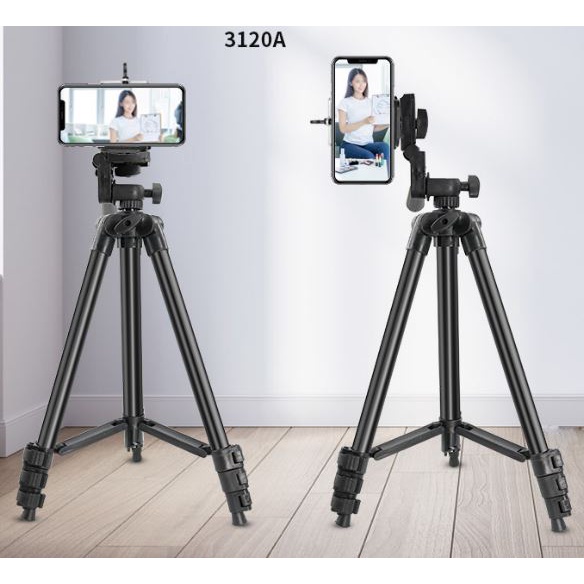 Gậy Chụp Hình, Tripod Livestream Tự Sướng Cao Cấp 3120 Chân Nhôm Cao Cấp Tặng Kèm Túi Dây Rút Và Đầu Kẹp