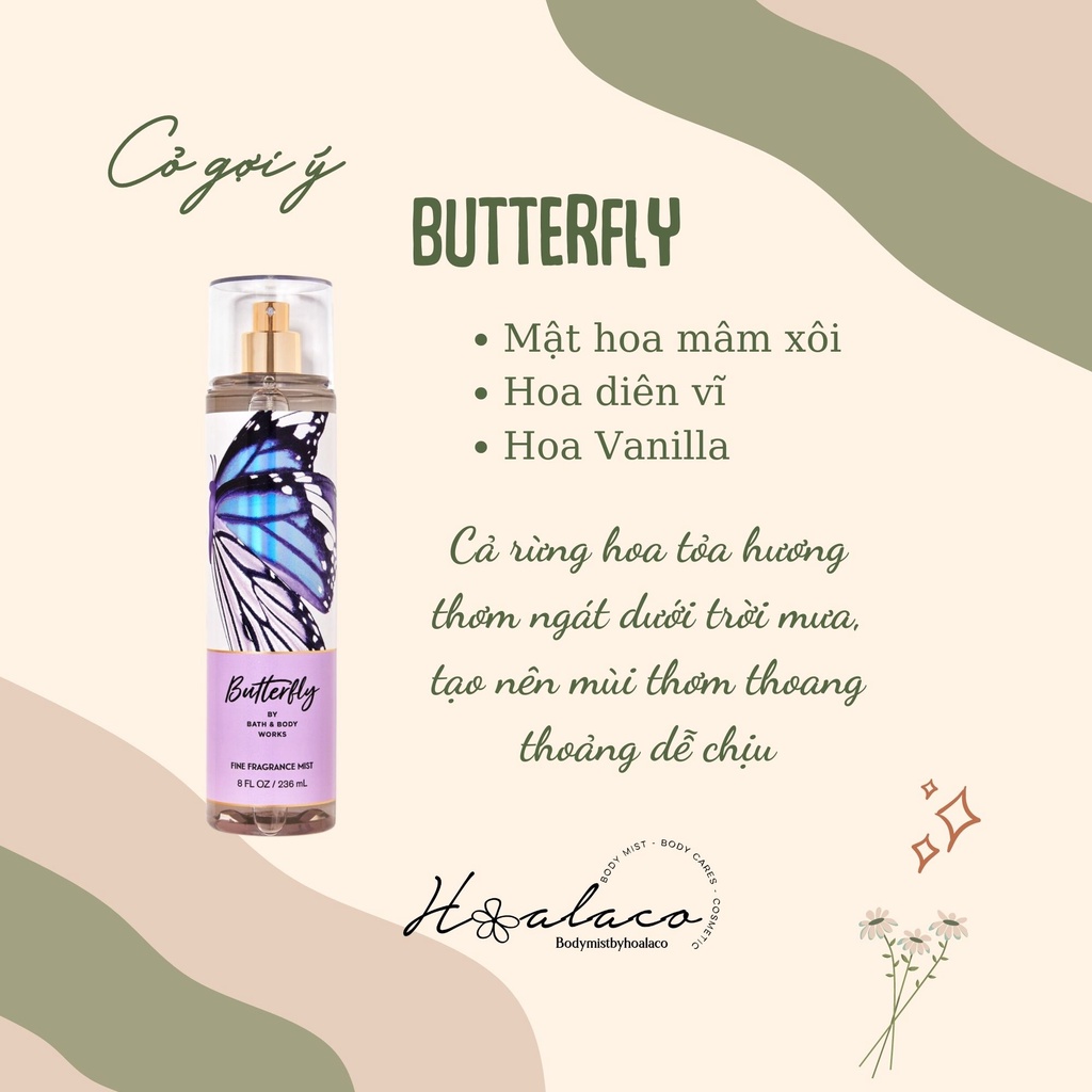 Xịt thơm toàn thân BUTTERFLY - BODY MIST BATH & BODY WORKS