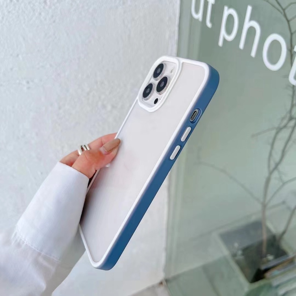 Sang Trọng Ốp Điện Thoại iPhone 11 12 13 Pro MAX X XS MAX XR 7 8 plus case ốp lưng điện thoại iphone 13 promax Cứng Viền silicon Dẻo Trong Suốt Màu Macaron Chống Sốc Cho