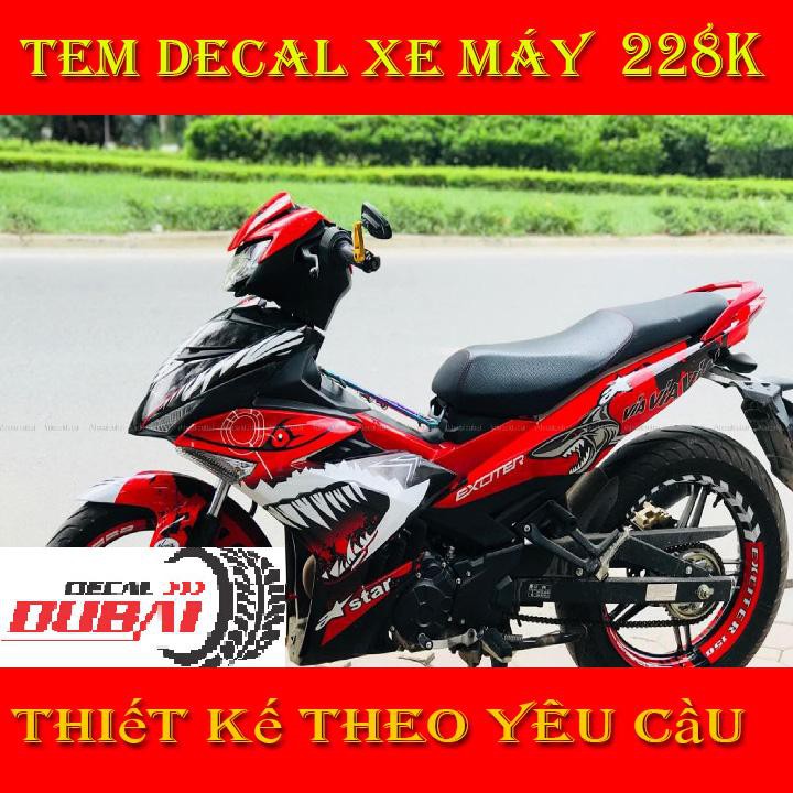 Tem Trùm Exciter 150 Cá Mập Đỏ Trắng Via Via