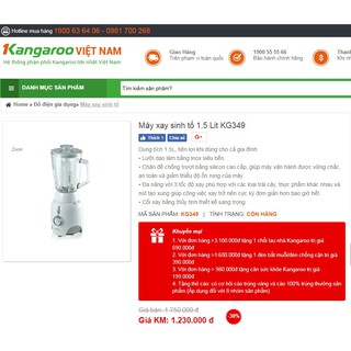 Máy Xay Sinh Tố Kangaroo KG 349