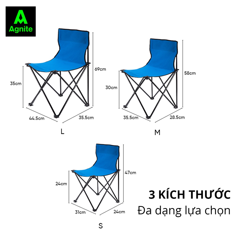 Ghế cắm trại gấp gọn chống nước kèm túi, ghế dã ngoại, câu cá, picnic -  chính hãng AGNITE - 2 size - VS901/VS902
