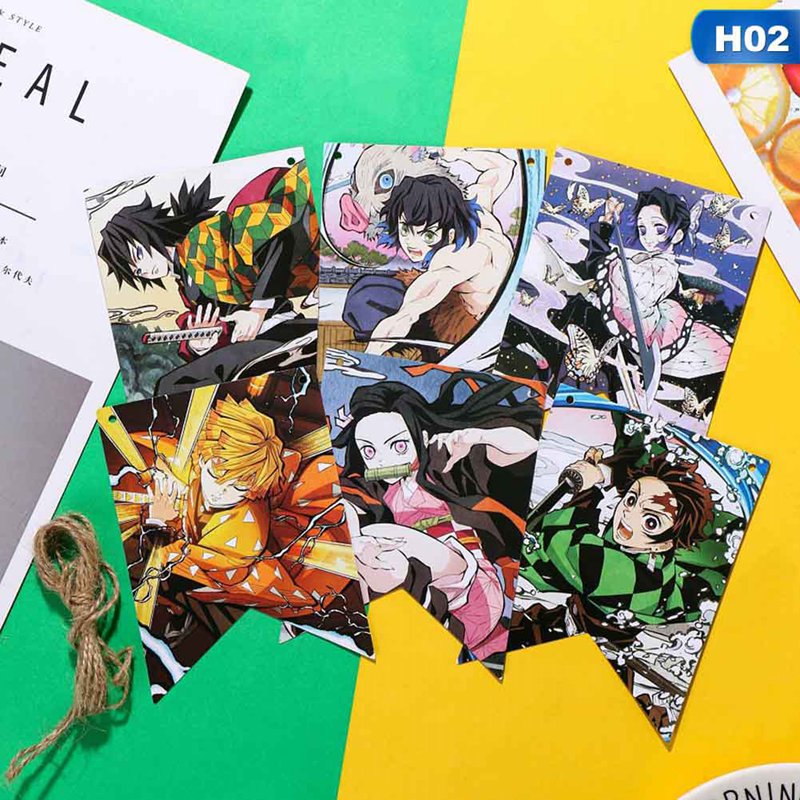 Set 6 Tấm Poster In Hình Nhân Vật Anime Hai Mặt Đẹp Mắt Dùng Trang Trí