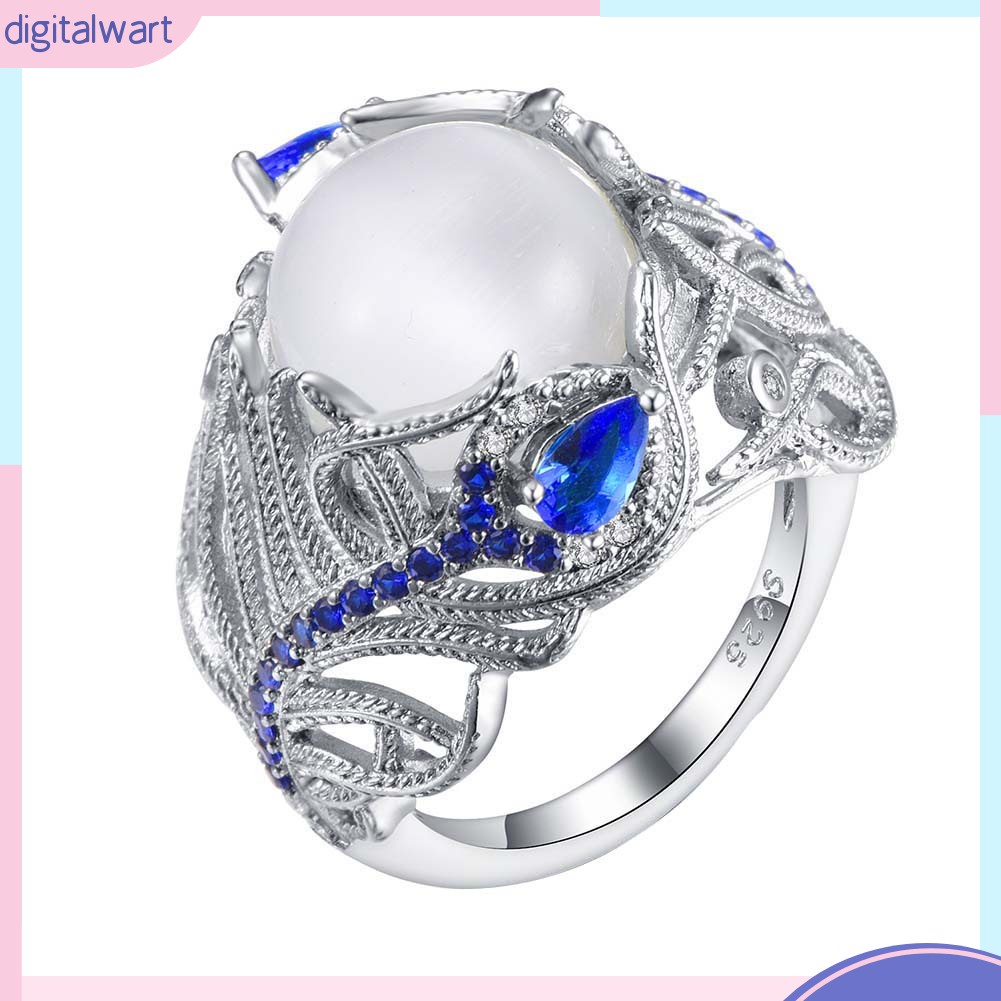 Nhẫn hợp kim đính đá sapphire nhân tạo thời trang dành cho nữ