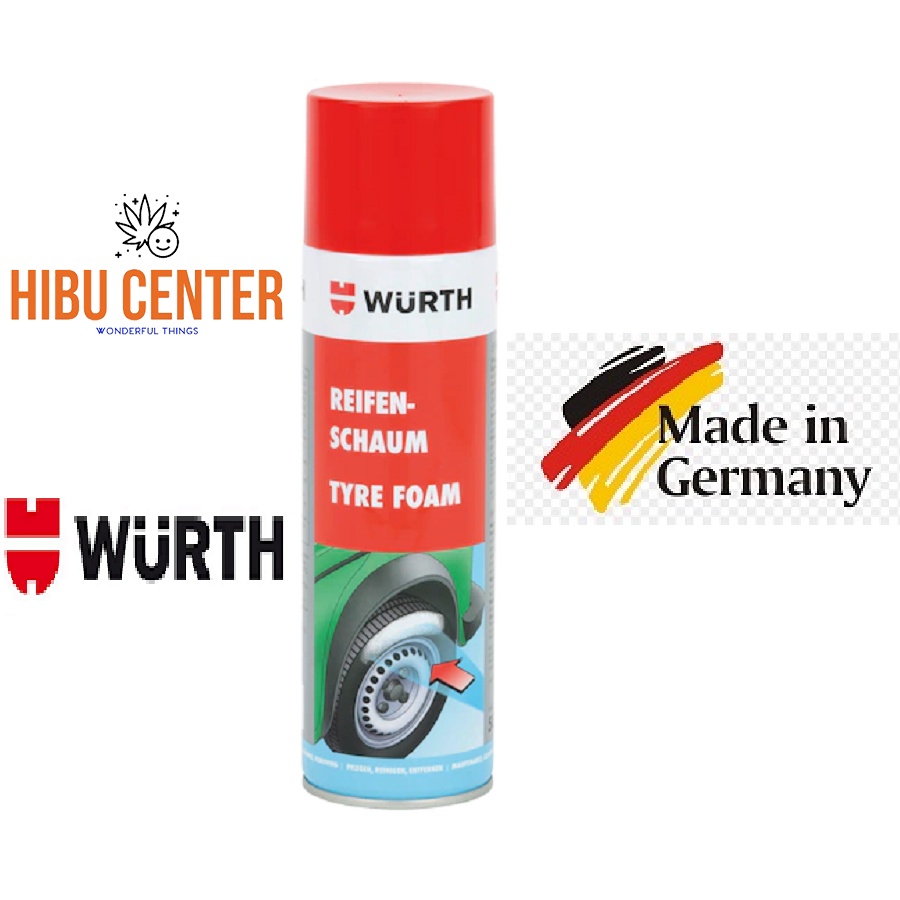 Chai Vệ Sinh Và Bảo Vệ Lốp Hoạt Tính WURTH TYRE FOAM 0890121 500ml | HIBUCENTER