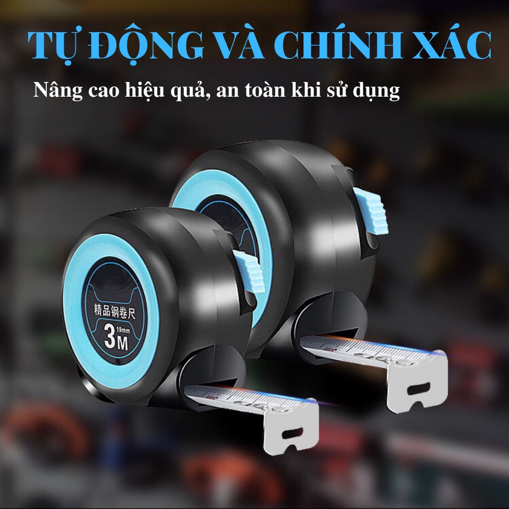 Thước cuộn thép mini Zoyi  cao cấp loại 5m/3m bản rộng 19mm  chất liệu nhựa ABG và cao su chống va đập