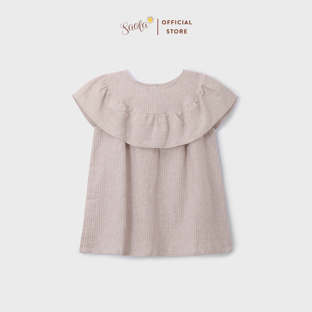 Đầm/ Váy Bé Gái Cổ Tròn Phối Bèo Chất Liệu Linen Thoáng Mát - MARION DRESS - DRL006 - SAOLA KIDS CLOTHING