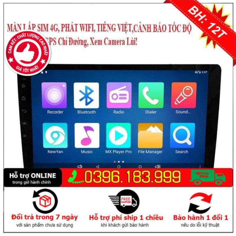 Màn hình android lắp sim 4G Ram 2G,rom 32G các dòng xe KIA, xe Ford, xe Mazda, Màn hình ô tô giá rẻ, Man hinh oto tot.