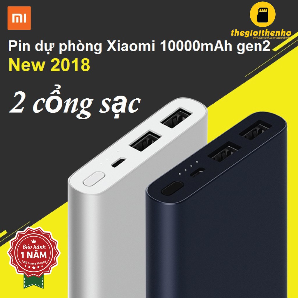 Pin dự phòng Xiaomi Mi Gen 2s 2018 10000 mAh- BH 12 THÁNG