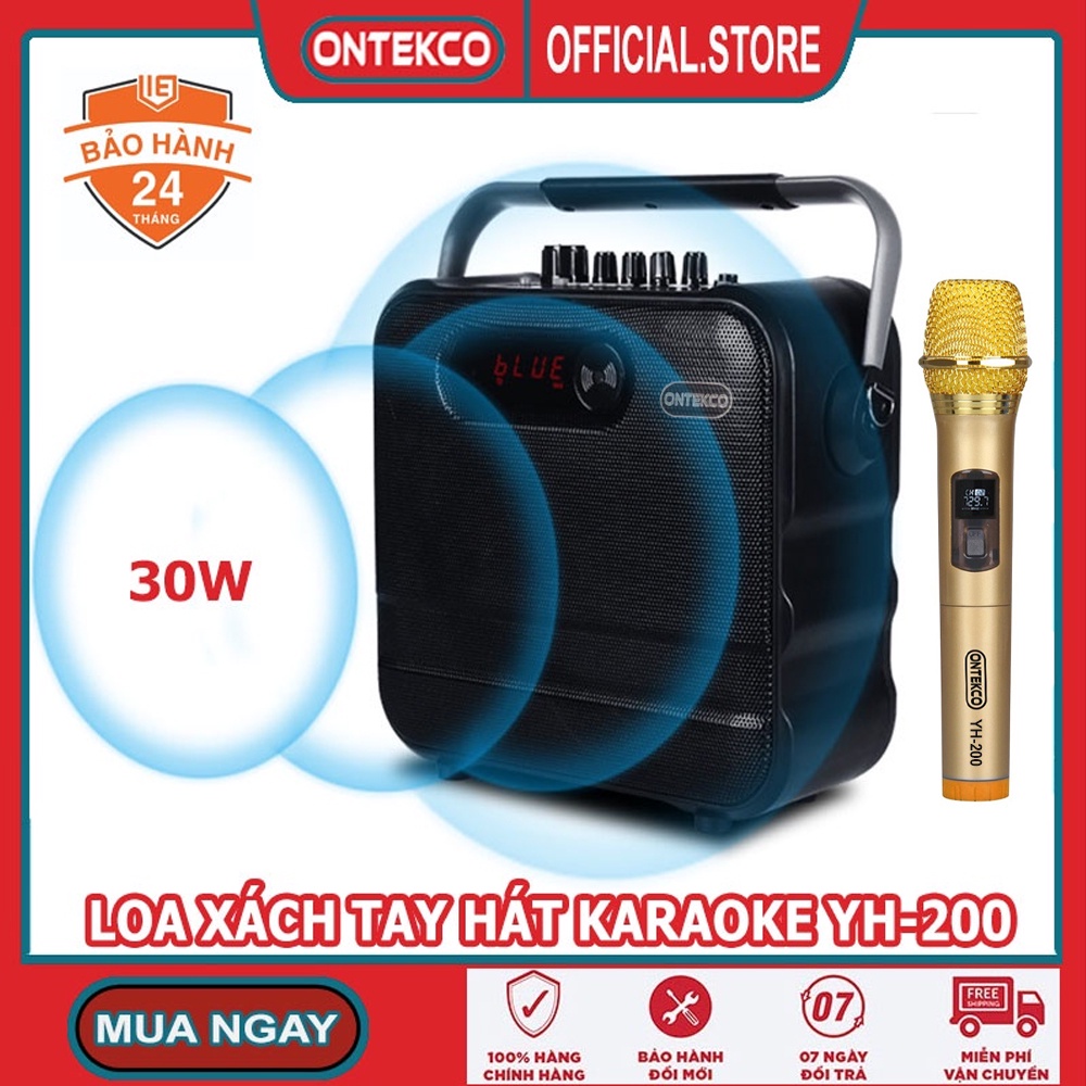 Loa Ontekco YH200 kèm míc hát xách tay di động không dây, hát karaoke bluetooth 5.0 dễ dàng mang đi du lịch