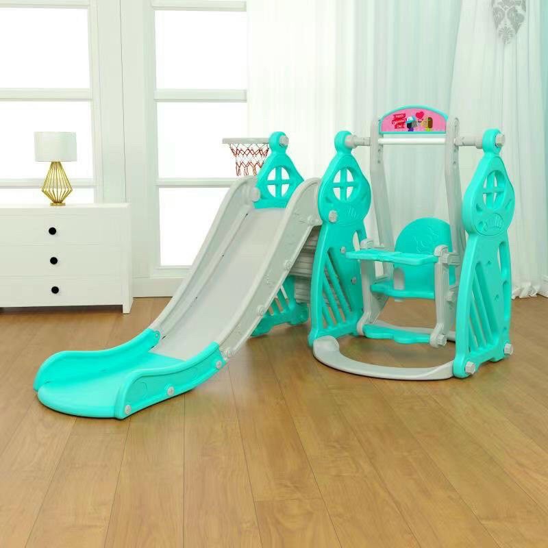 Cầu trượt xích đu LUCKMAN mẫu sao Biển tặng kèm giỏ bóng rổ, bóng rổ cho bé.