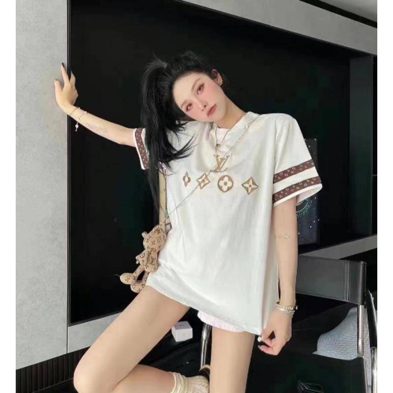 Áo Thun 100% Cotton Tay Ngắn Thêu Chữ Phong Cách Mới