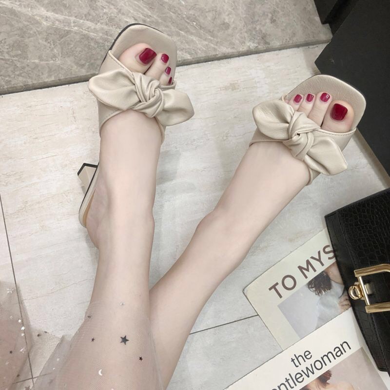 Dép nữ quai ngang thắt nơ tai thỏ FAROSA gót dẹt 5cm cực êm chân - S90