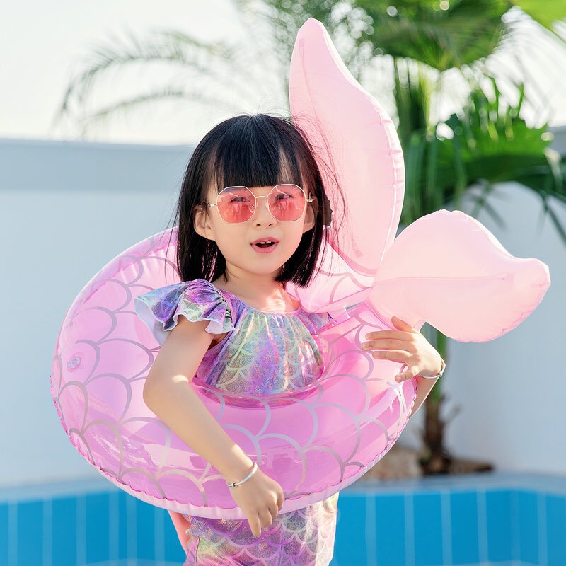 Phao bơi đuôi cá màu hồng cá tính cho bé