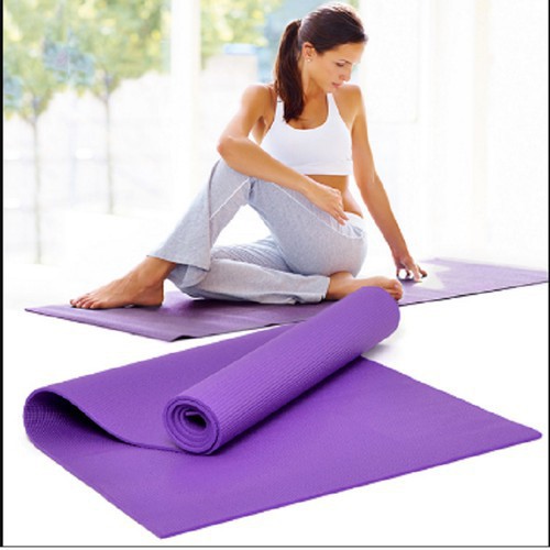 Thảm tập gym, yoga tại nhà dày 4mm, 6mm tự chọn màu, kèm túi đựng thảm