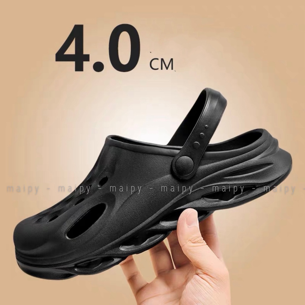 Dép Cross - Giày Sục Nam Gợn Sóng YZ Đế Cao 4CM Chất EVA Siêu Nhẹ Êm Chân Đi Mưa, Đi Biển S048 Maipy