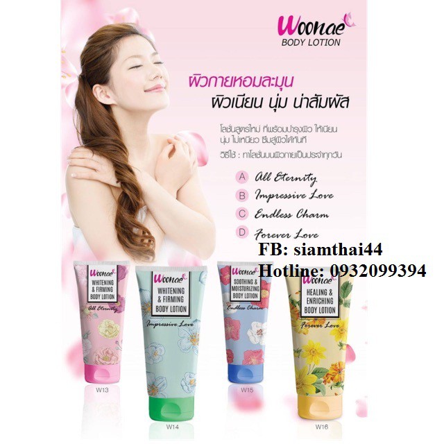 Lotion Nước Hoa Woonae Làm Dịu Dưỡng Trắng Hồng Toàn Thân 200ml