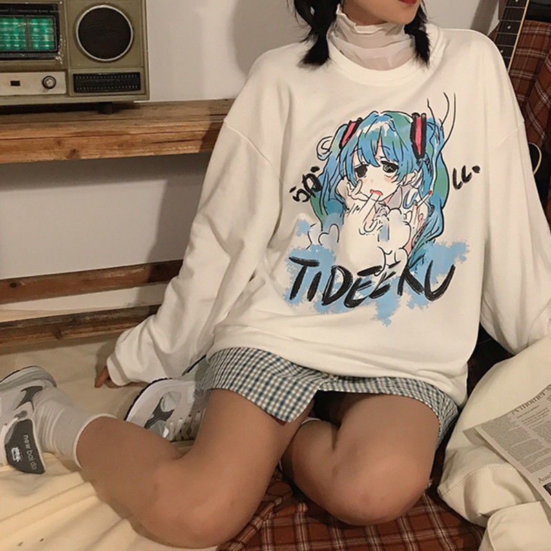 Áo Sweater Dáng Rộng Cổ Tròn In Hình Hatsune Miku Phong Cách Hàn Quốc Thời Trang Mùa Thu Mới Cho Nữ 2021 | BigBuy360 - bigbuy360.vn
