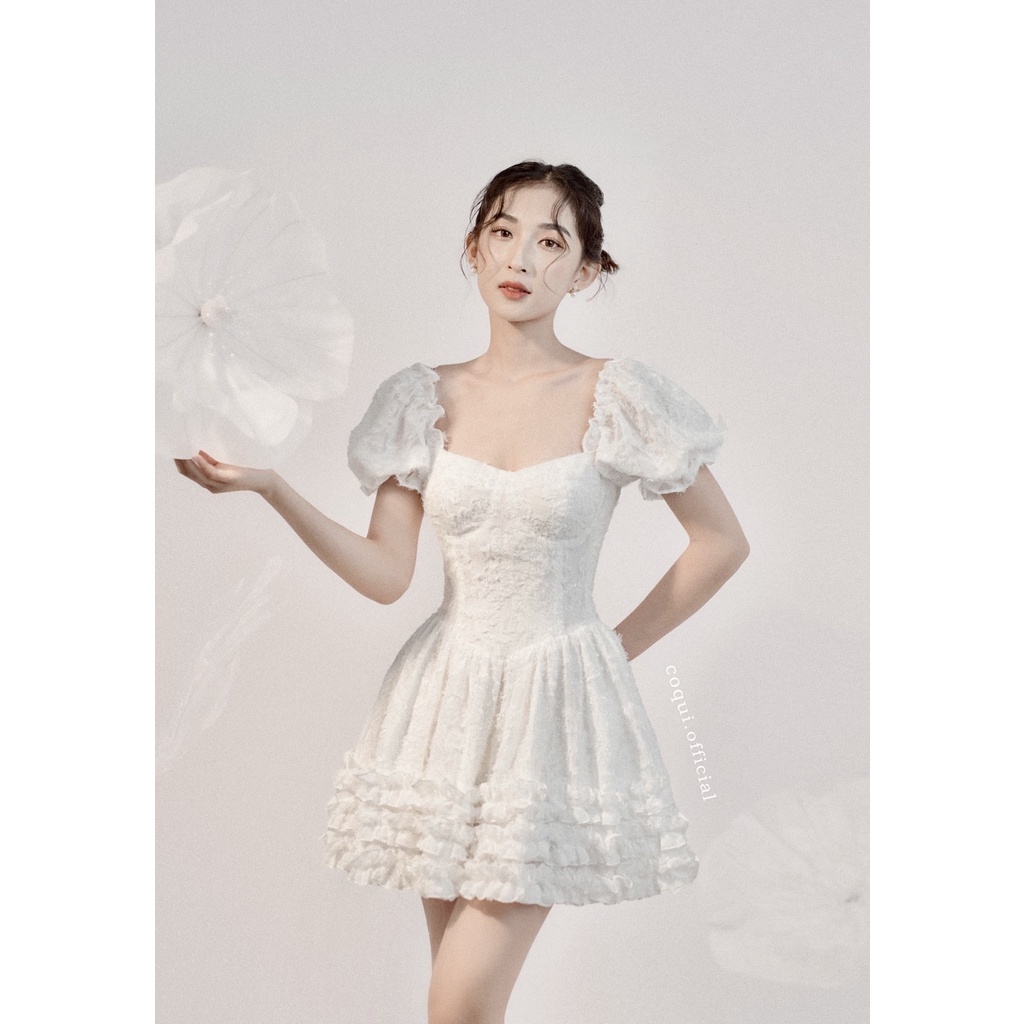 COQUI - Đầm voan hoa cúp ngực bèo tầng - Naomi Dress