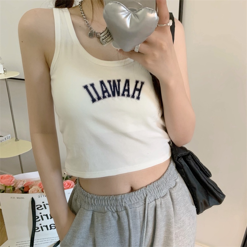 Áo Ba Lỗ Thể Thao Có Đệm Ngực Thêu Chữ Thời Trang Mùa Hè Cho Nữ