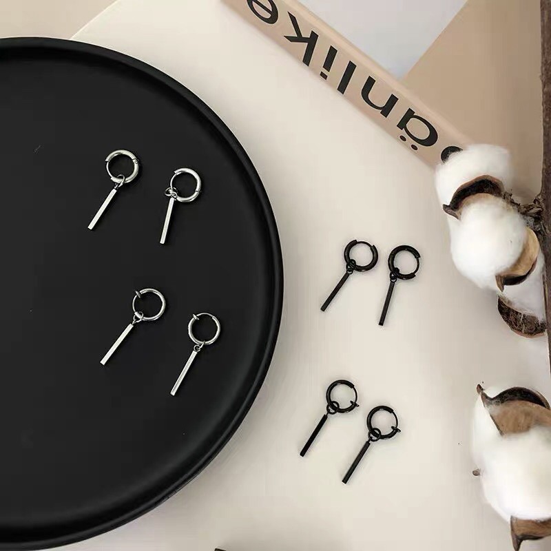 Stick Earring khuyên tai và kẹp tai titan thanh không cần xỏ lỗ không gỉ không đen không dị ứng nam nữ unisex