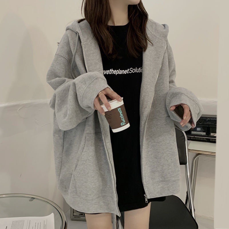Áo khoác nỉ trơn from rộng UNISEX,áo hoodie kéo khóa OVERSIZE ulzzang màu hồng cam xám cá tính,TONGKHOQUANAONU