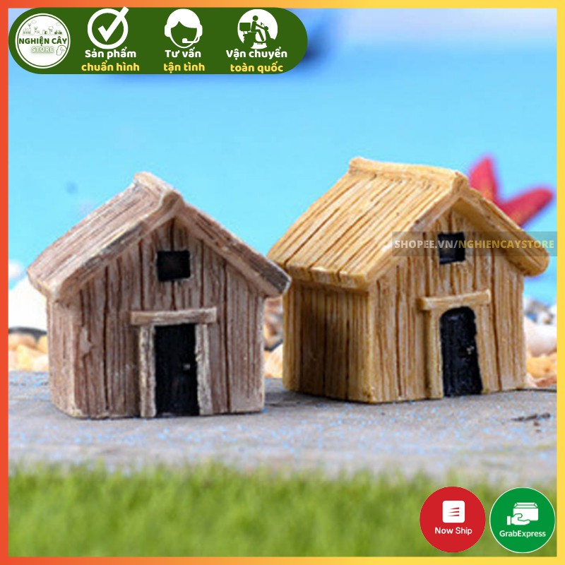 Phụ kiện Nhà gỗ trang trí tiểu cảnh, cây cảnh, sen đá