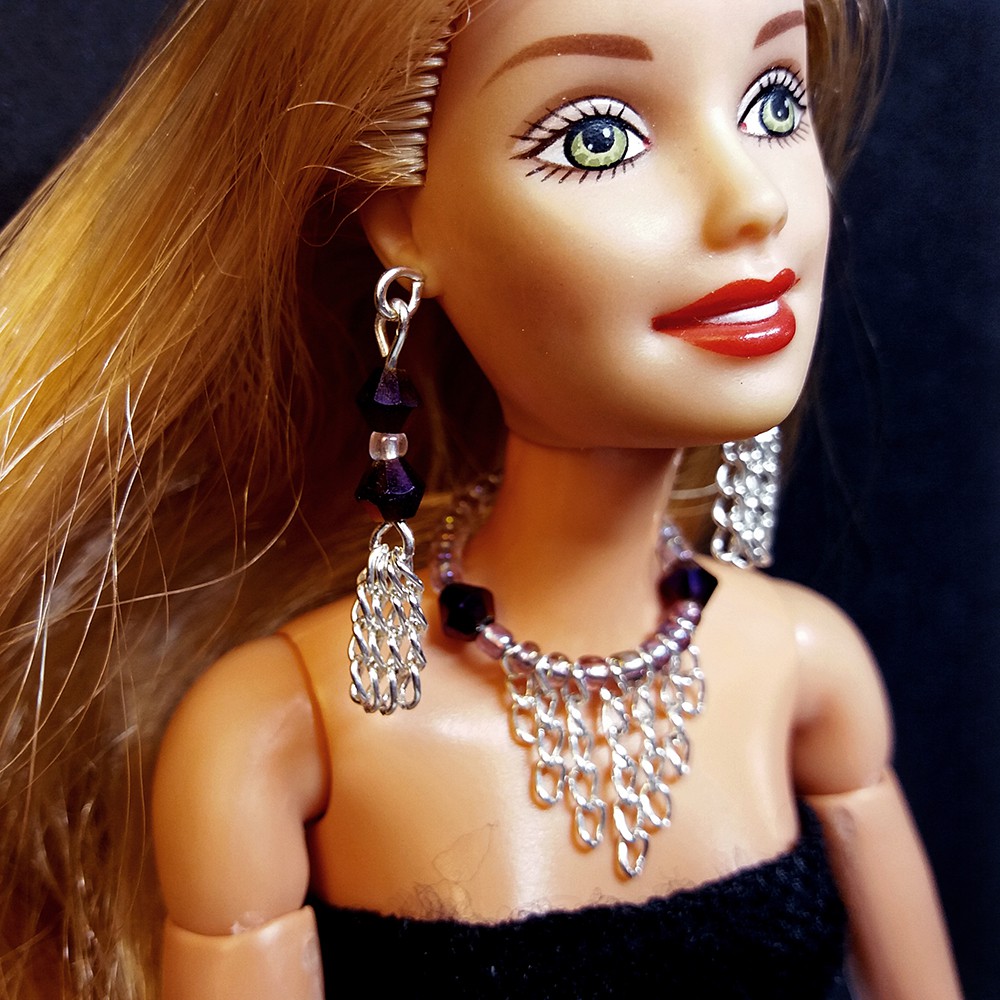 Phụ kiện Búp bê - Vòng cổ, bông tai Búp bê Barbie Handmade, chất liệu cao cấp - Bộ Trang sức mini