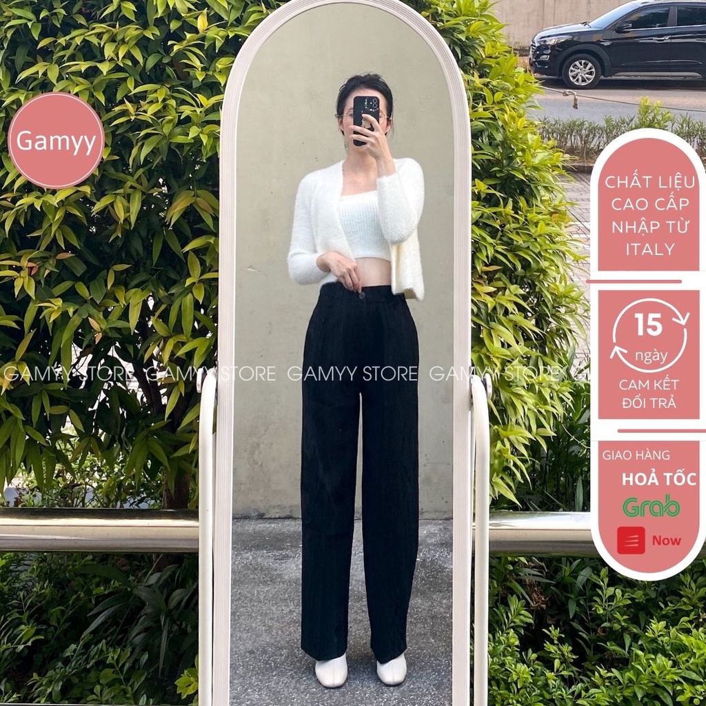 Quần ống rộng Gamyy cạp cao chất vải đẹp culottes suông nữ mặc kéo dài chân