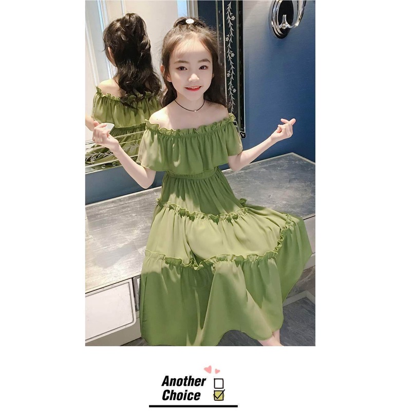 【Bán hàng】Đầm Dài Qua Gối Thời Trang Đi Biển Mùa Hè Dành Cho Bé Gái 3-4 - 5-6 - 7 Đến 8 Đến 9-10 Đến 11-12 Tuổi