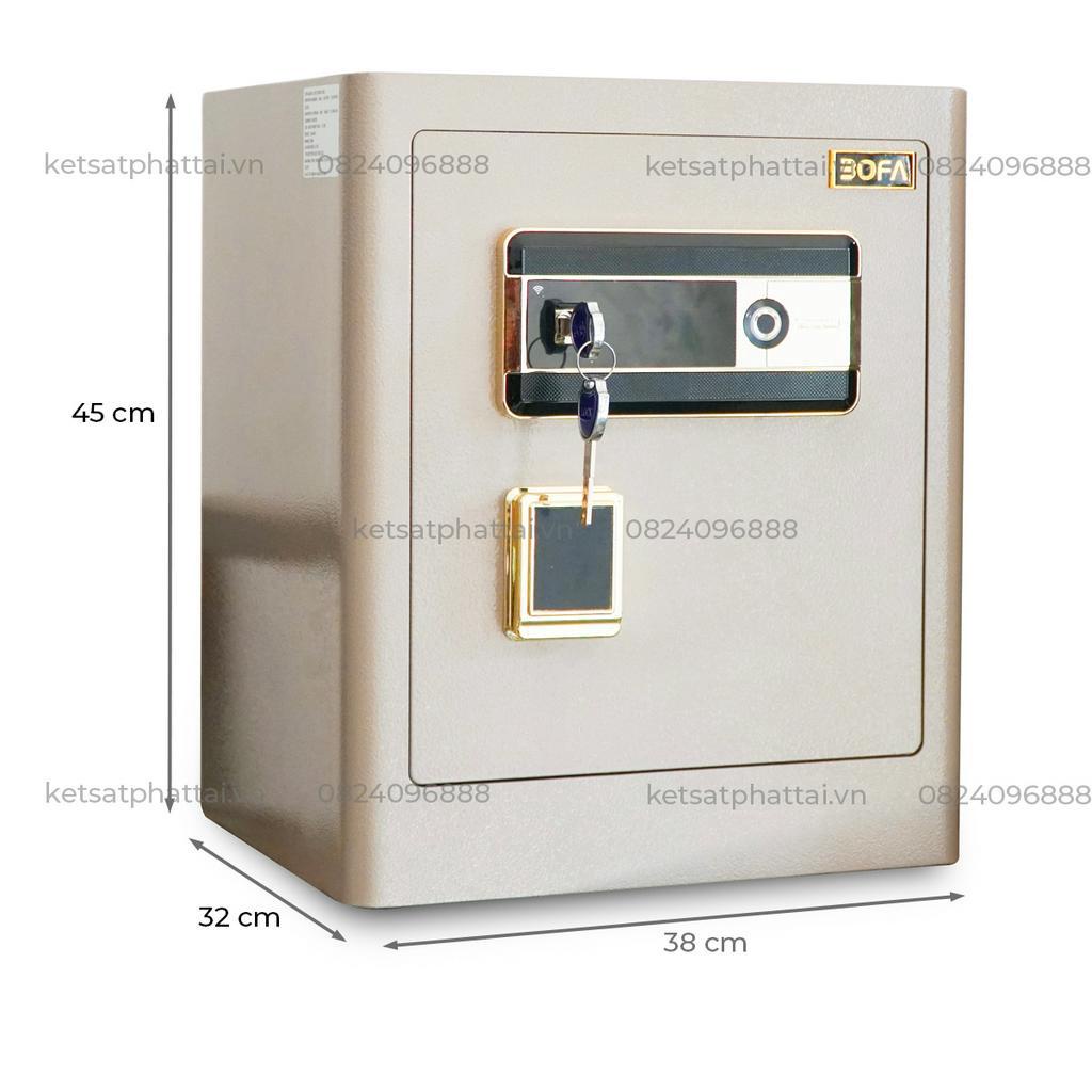 Két sắt Bofa ZB-45DJ - Két sắt điện tử vân tay, thép nguyên tấm, màu trắng xám, kích thước 450x380x320mm