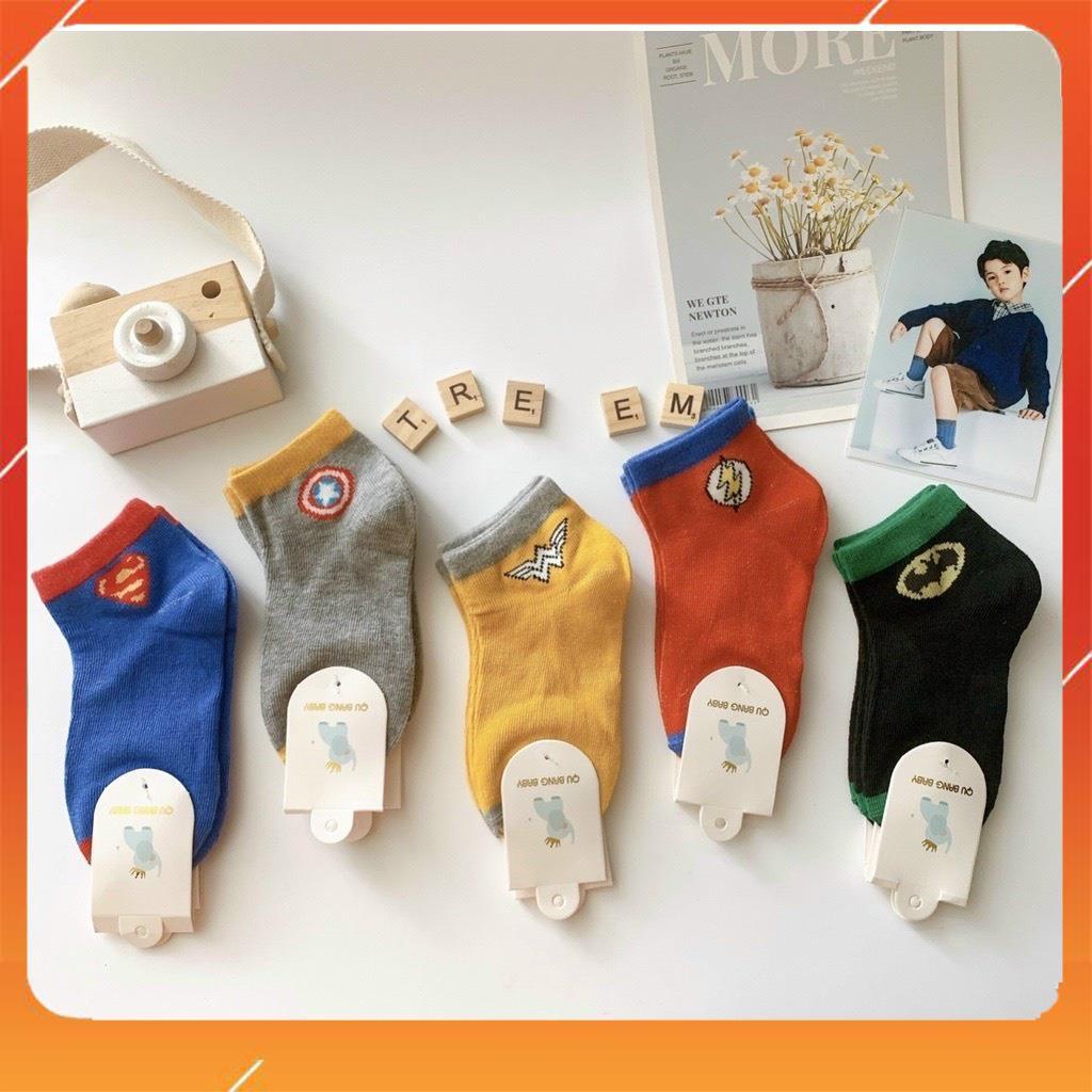 [Xả kho giá sốc] Set 10 đôi tất trẻ em, tất bé trai cổ thấp hình siêu anh hùng cho bé từ 1 đến 6 tuổi