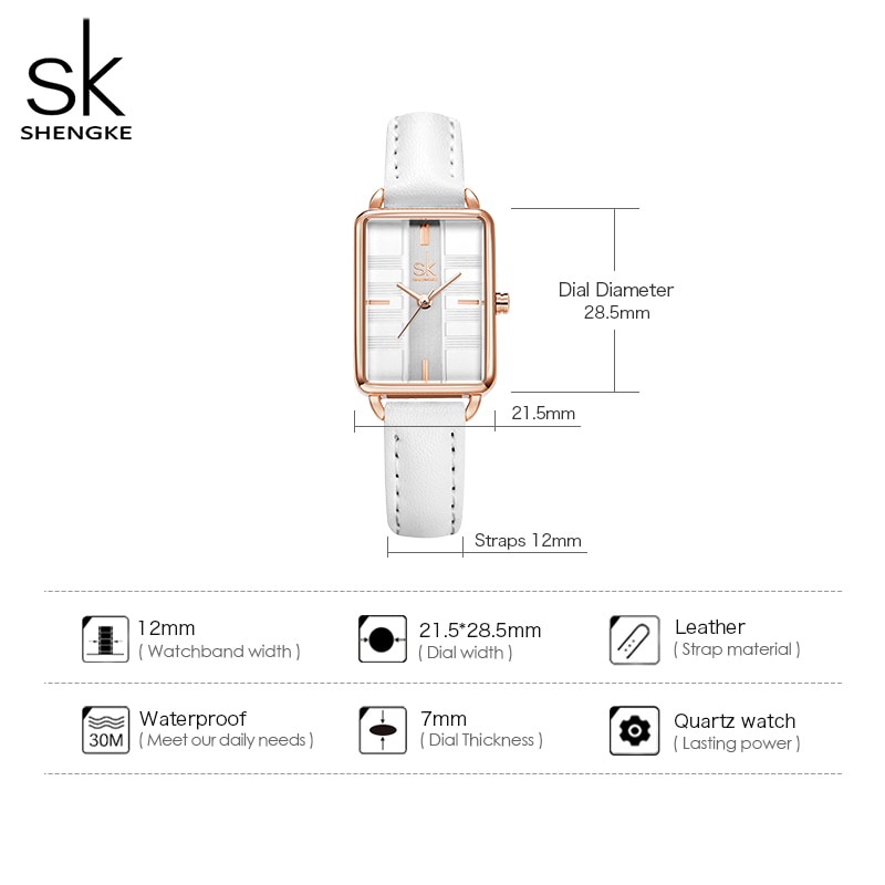 Đồng Hồ SHENGKE K0147 Thiết Kế Mặt Hình Chữ Nhật Dây Đeo Da Dành Cho Nữ | BigBuy360 - bigbuy360.vn