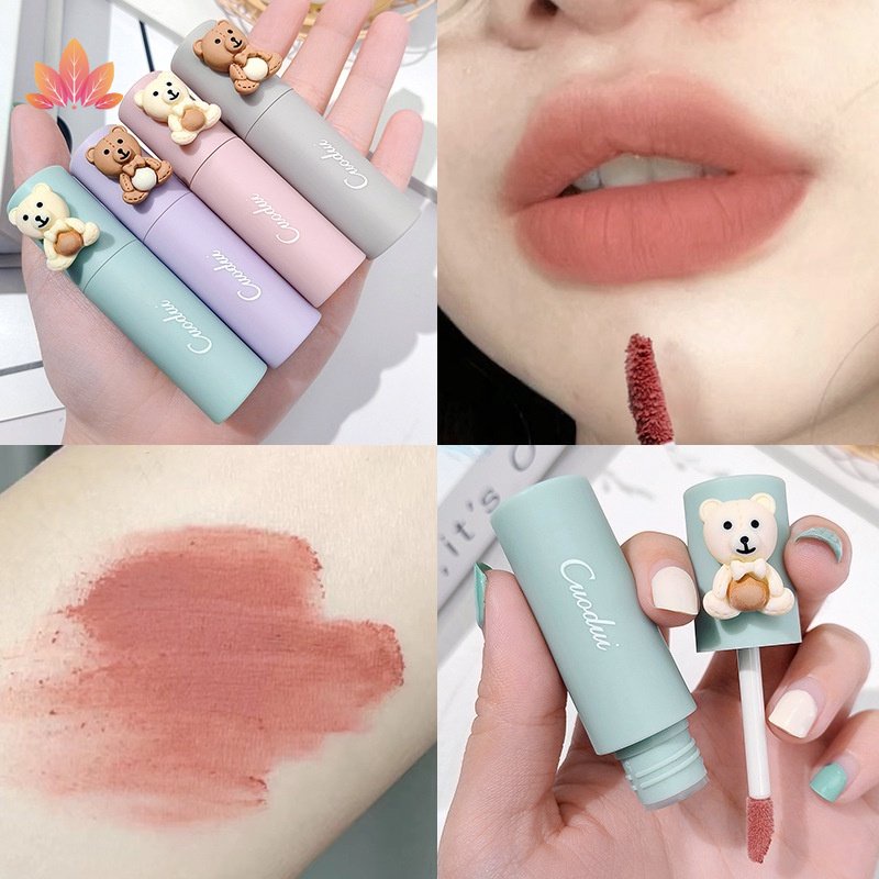 Son Kem Lì Dưỡng Ẩm Chống Dính Cốc Thiết Kế Hình Gấu Dễ Thương JP5