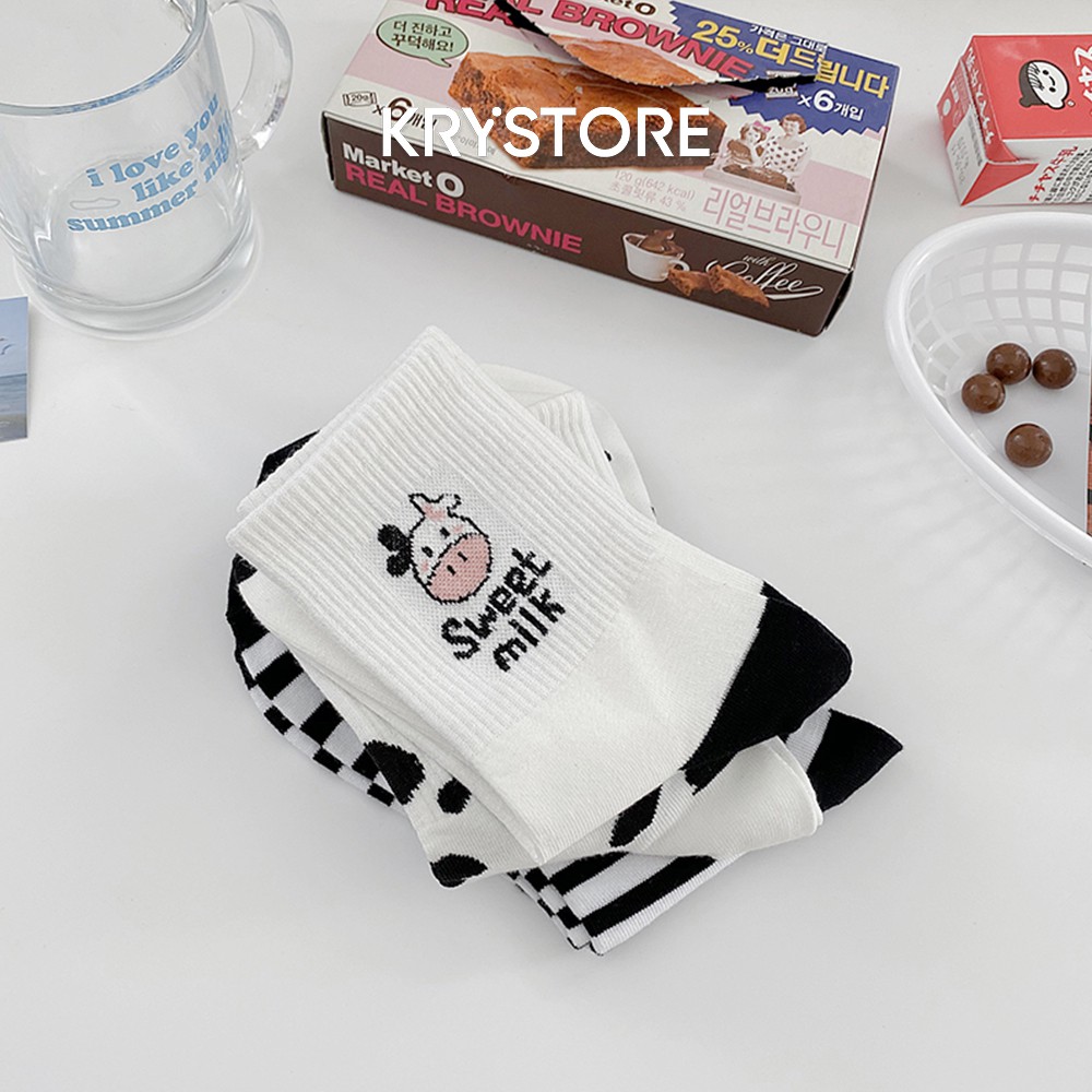 Tất bò sữa cao cổ chất đẹp hình cute dễ thương phong cách Hàn Quốc TC18