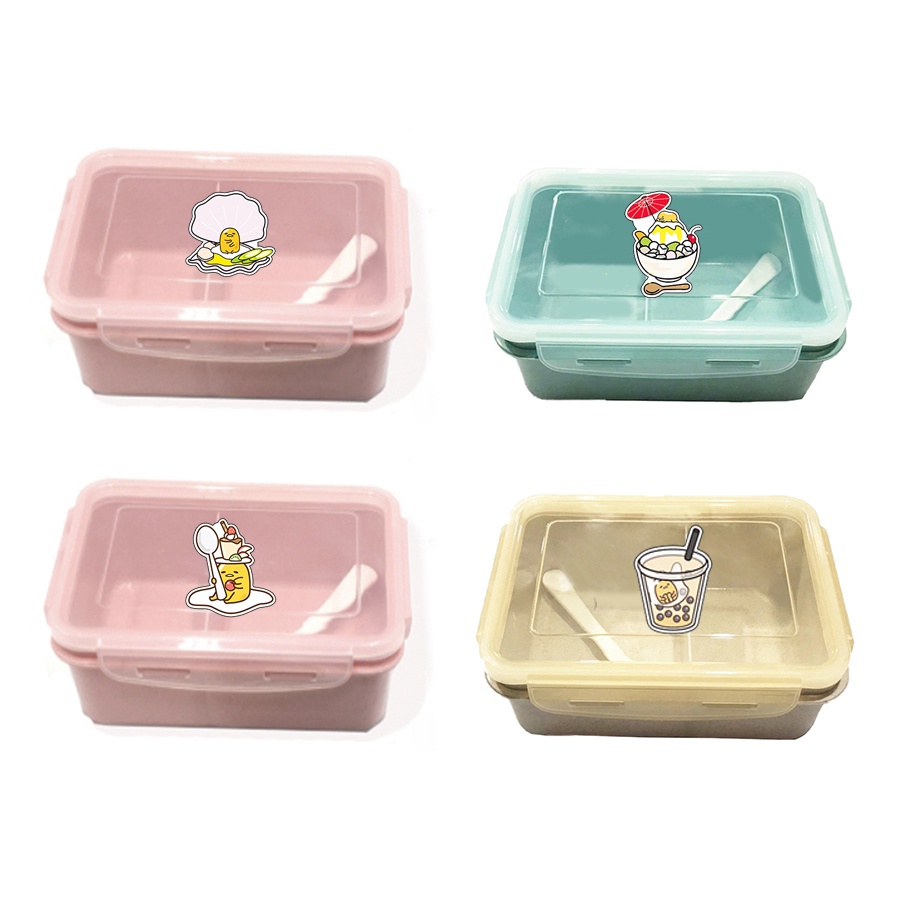 Hộp cơm vuông bò sữa HCV1 quả bơ shiba roro jump trà sữa trứng lười yakult hoa cúc GD hộp đựng thực phẩm PP