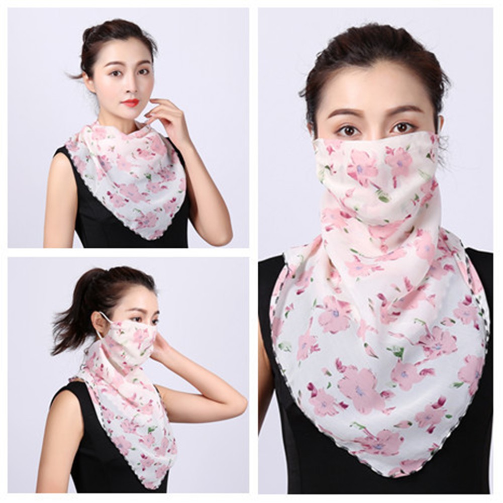 Khẩu trang che mặt tích hợp khăn choàng cổ chống bụi và tia UV in hình họa tiết hoa thời trang dành cho nữ | BigBuy360 - bigbuy360.vn