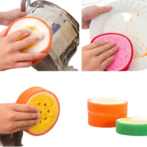 Miếng Rửa Bát Sạch, Xốp Hình Hoa Quả Nhiều Màu, Giẻ Rửa Chén Bát Ly Bọt Biển Tiện Lợi Dùng Cho Nhà Bếp