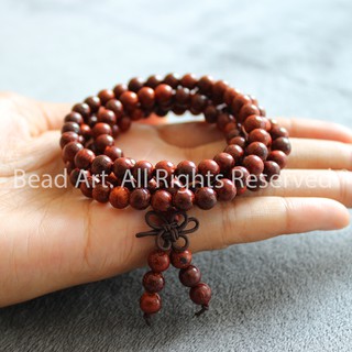 Chuỗi 108 Hạt Gỗ Tử Đàn - Đàn Hương Đỏ ( Red Sandalwood) Tự Nhiên 6MM, Mộc, Hoả, Vòng Tay Phong Thuỷ, Chuỗi Hạt S50