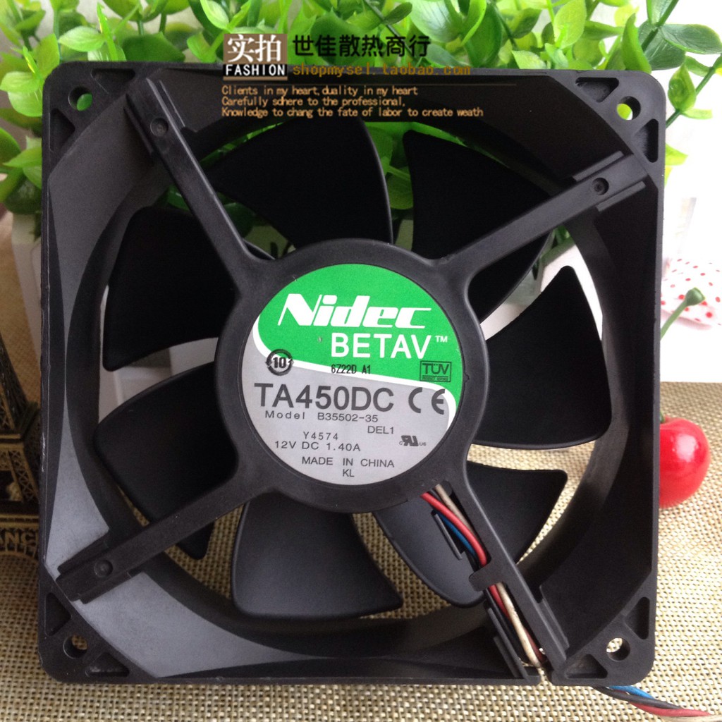 Quạt tản nhiệt thổi đít trâu, FAN 4U  DC 12V 12cm 1.4A NIDEC TA450DC - B35502-35 12x12x3.8CM 12V 1.4A ĐÃ QUA SỬ DỤNG