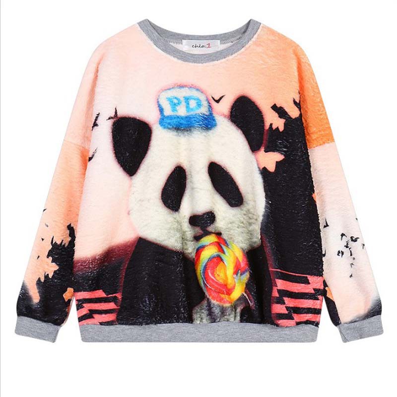 áo sweatshirt lông hình gấu panda Mã: AX3899