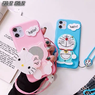 Ốp điện thoại có gương hoạt hình cho Samsung Galaxy A51 A71 5G A70 A01 A21 A11 M11 A70E A31 A21s M51 M31 J8 A7 A9 2018