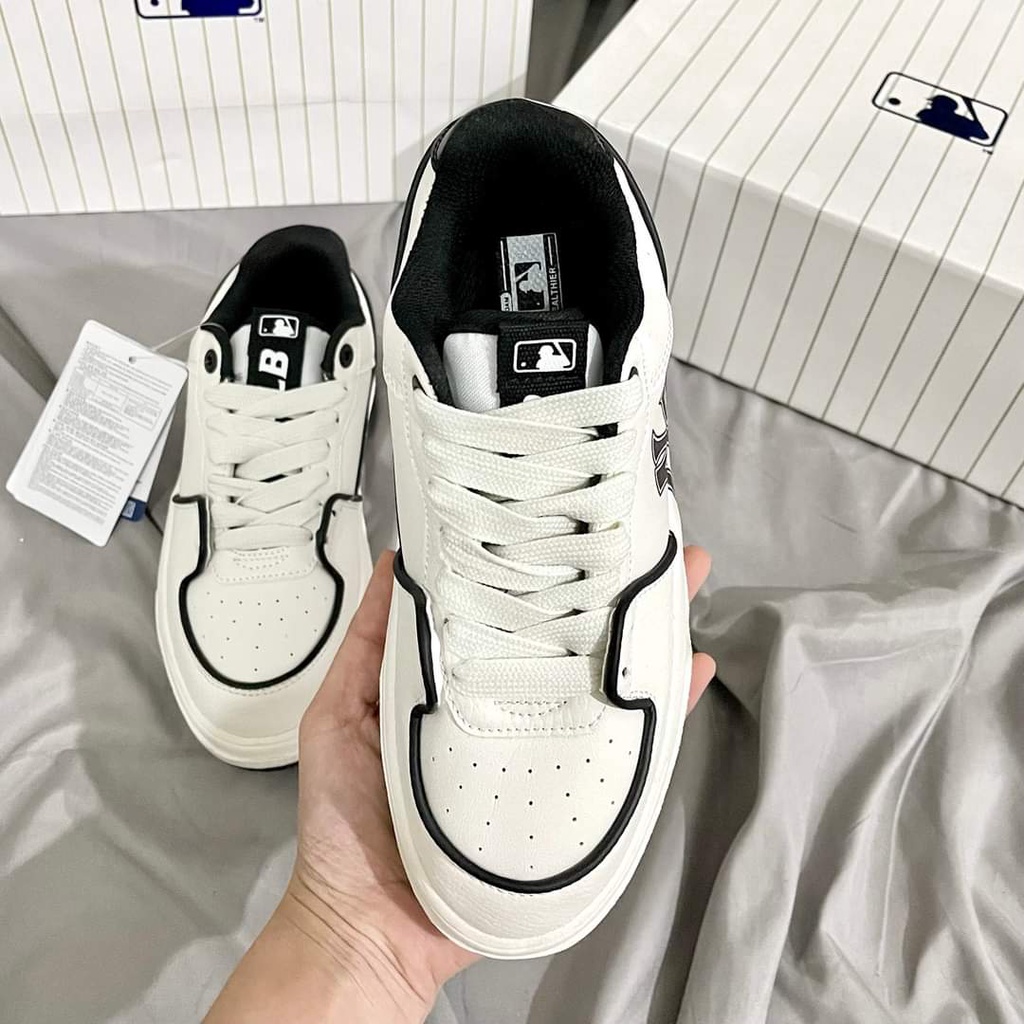 Giày MLB Chunky Liner New York Yankees ‘White Black’ nam nữ , giày M.L.B NY cao cấp size 36_43