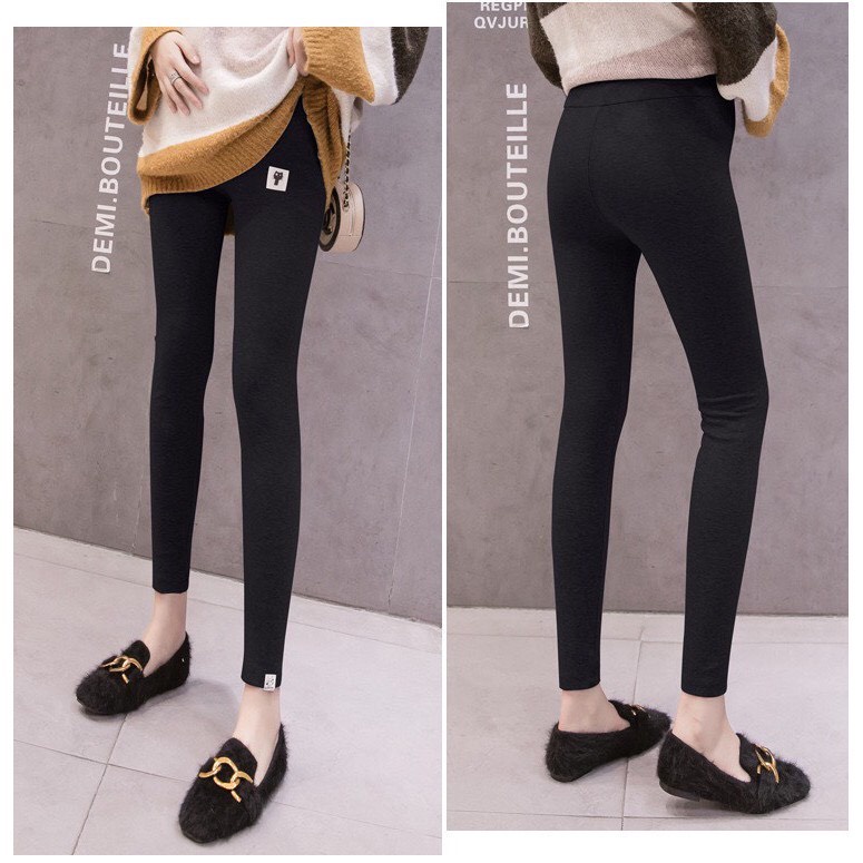 quần legging bầu cạp chun lót lông cực ấm , thiết kế xinh cho các mẹ bầu