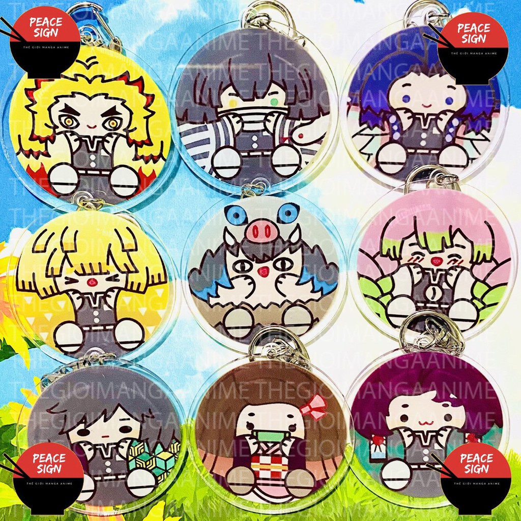 ( Mica trong acrylic) Móc khóa in hình KIMETSU NO YAIBA Thanh Gươm Diệt Quỷ ver MOCHI anime chibi xinh xắn độc đáo