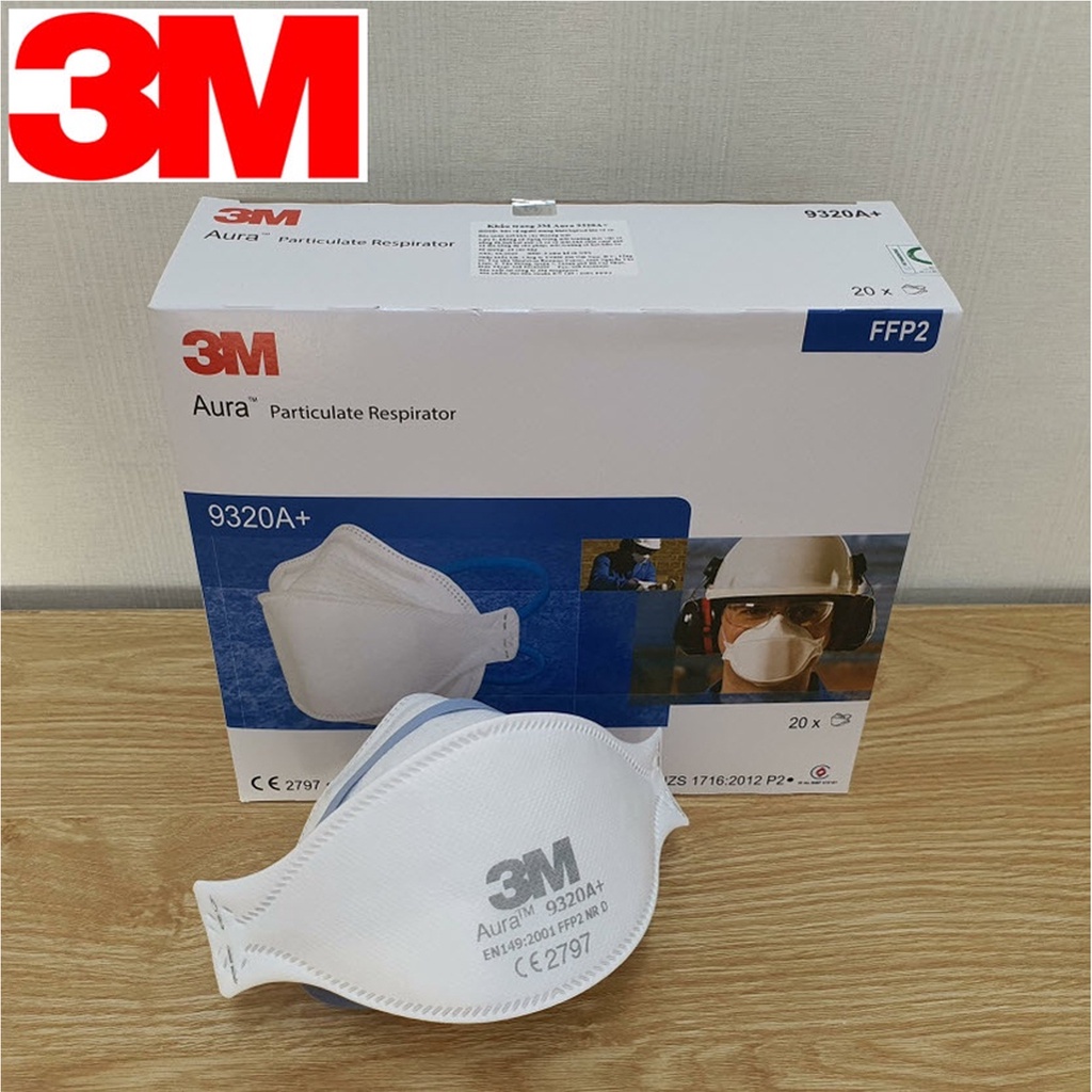 Chính hãng | Khẩu trang 3M 9320, tiêu chuẩn FFP2 hàng Singapore N95 lọc bụi siêu mịn | Khẩu trang Aura 9320A+ N95